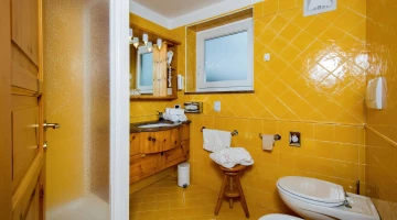 One bedroom bathroom with shower box