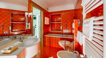 Bathroom with bathtub in a family room