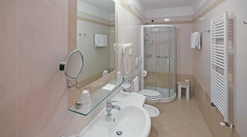 Salle de bain moderne avec douche et sèche-serviettes