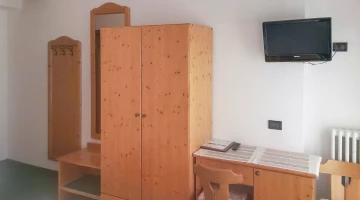 TV and desk in the room