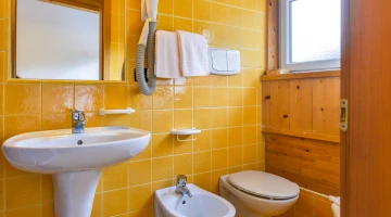 Private facilities with wall-mounted hairdryer