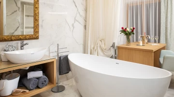 Bathroom with bathtub in a suite