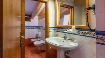Salle de bain privée avec sèche-cheveux mural