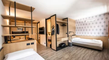 Apartment with open wardrobe