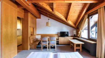 Living room in attic apartment