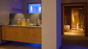 Kräuterteeecke im Wellnesscenter