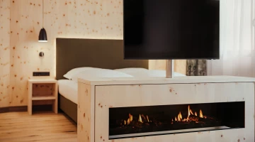 Electric fireplace in the room