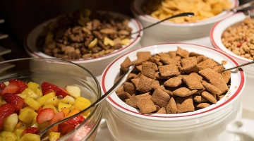 Fruit and cereals for breakfast