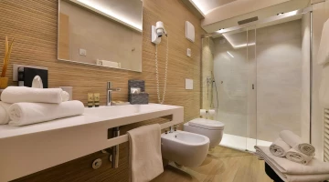 Private bathroom with shower box