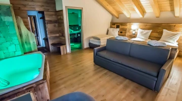 Suite with sofa and bathtub