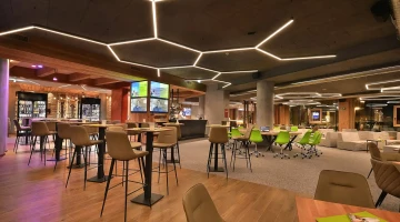 Large lounge area with bar