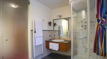 Bathroom with hydromassage shower in a Suite