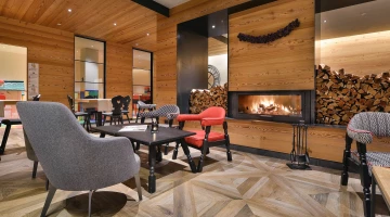 Common area with fireplace
