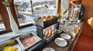 Sweet and savory buffet for breakfast