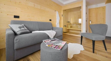 Living area in Suite with Finnish sauna