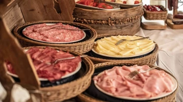 Buffet with cold cuts and cheeses