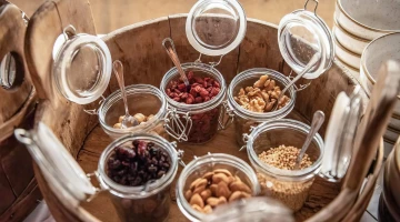 Cereals and dried fruit for breakfast