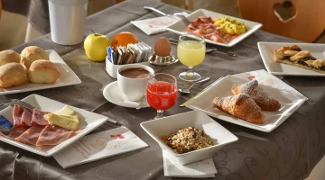Table set with breakfast