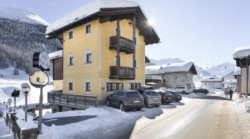 Hotel facade in winter