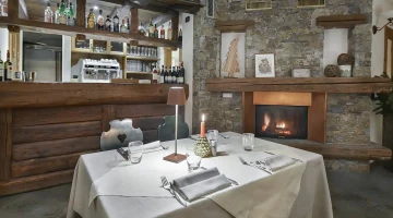 Table set in the restaurant hall