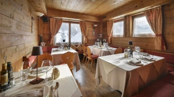 Tables set in the restaurant hall