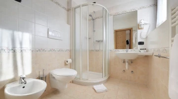 Bathroom with hairdryer and shower box