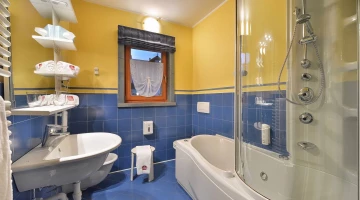 Bathroom with tub and hydromassage shower