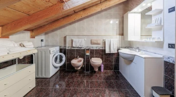 Bathroom with washing machine in apartment
