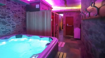 Spa with hot tub