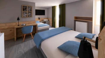 Chambre triple avec lit double et lit simple