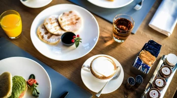 Table set with breakfast