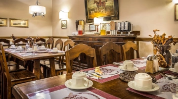 Tables set for breakfast