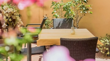 Detail of tables on the terrace