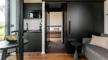 Éco-lodge avec chambre, salon et cuisine