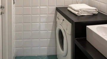 Waschmaschine und Handtücher vorhanden