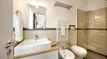 Bagno con box doccia e termoarredo
