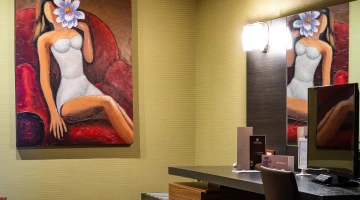 Camera con TV e scrivania