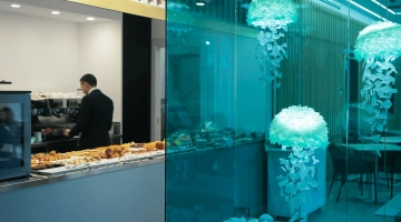 Détail du mobilier de la salle de petit-déjeuner