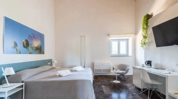 Chambre avec lit double et télévision