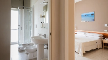 Room with private bathroom and shower