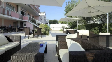 The garden with table tennis, bicycles, lift