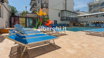 Swimming pool with slide and children's games