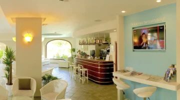 sala con TV sat, sala lettura, bar, veranda, terrazzaa