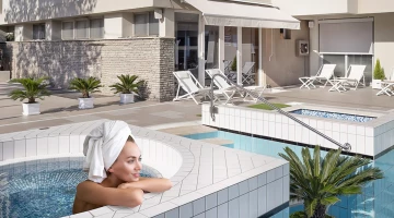 Outdoor heated hot tub