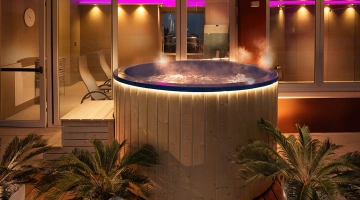 Night view of the hot tub