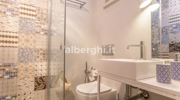 Salle de bain de la chambre double Deluxe : cabine de douche, pas de bidet
